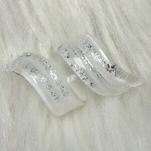 Authentic MURANO White & Silver Glass Spiral Ring Handcrafted in Venice - Size 6